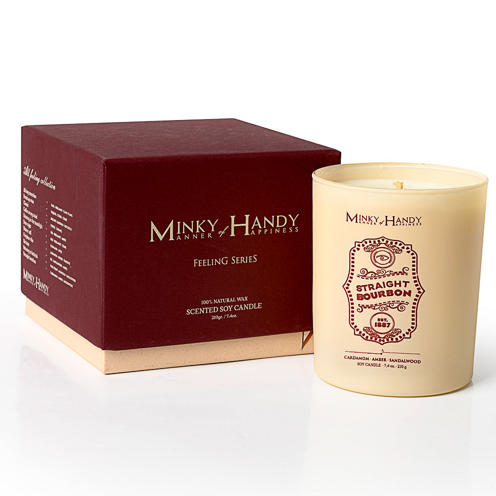 Straight Bourbon - Scented Soy Candle – Cardamom , Amber & Sandalwood – 7.4oz