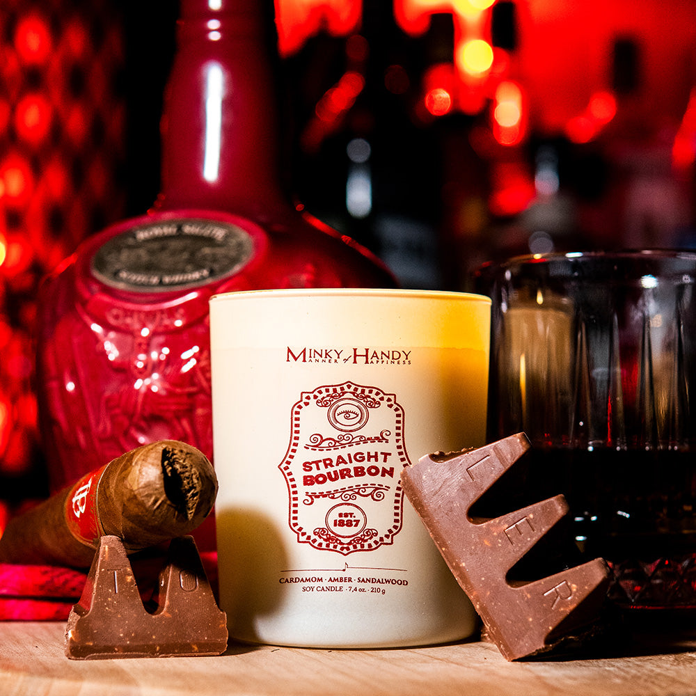 Straight Bourbon - Scented Soy Candle – Cardamom , Amber & Sandalwood – 7.4oz